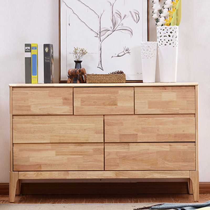 Contemporary Rubber Wood Chest Bedroom Storage Chest with Drawers