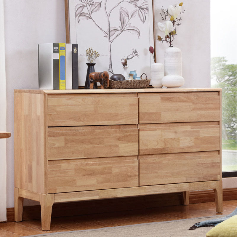 Contemporary Rubber Wood Chest Bedroom Storage Chest with Drawers