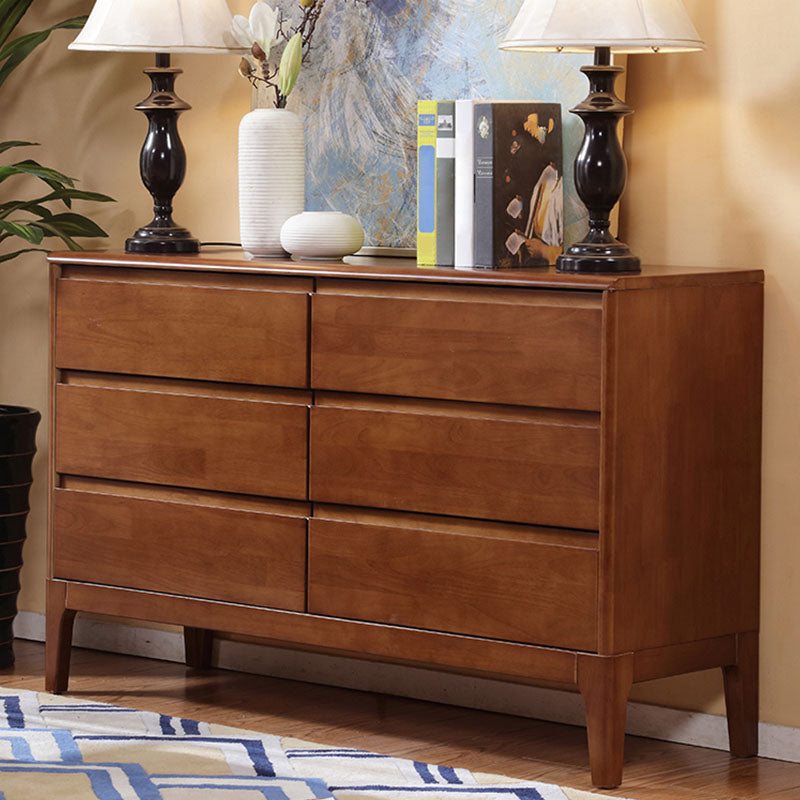 Contemporary Rubber Wood Chest Bedroom Storage Chest with Drawers