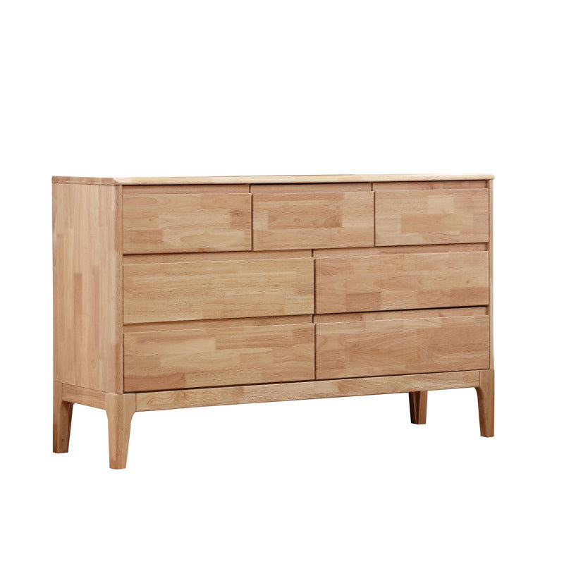 Contemporary Rubber Wood Chest Bedroom Storage Chest with Drawers