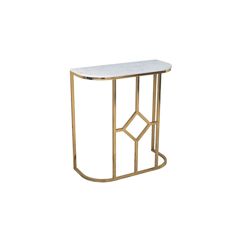 12" W Glam Marble Console Table Half Moon Abstract Accent Table for Hall