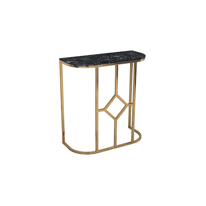 12" W Glam Marble Console Table Half Moon Abstract Accent Table for Hall