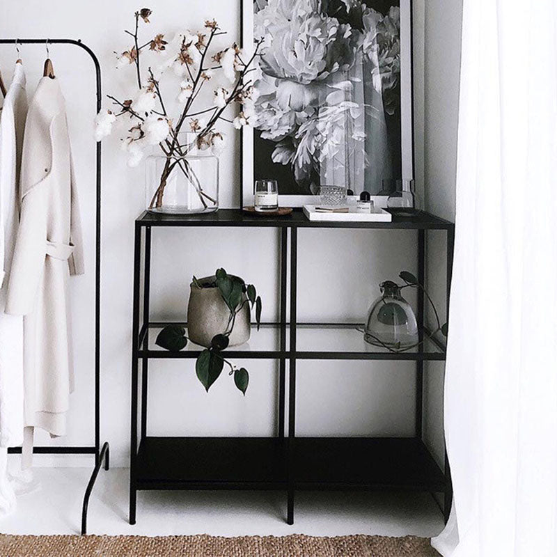 Modern Iron Console Sofa Table Rectangle End Table with Shelves for Hall