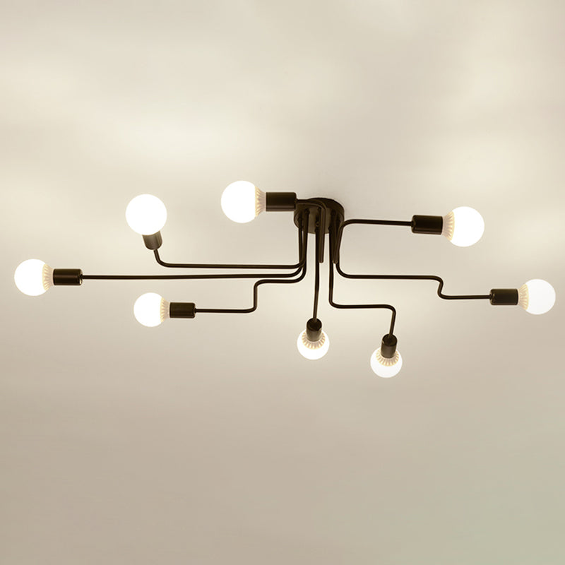 Metal Sputnik Shape Flush Mount Lights Modern Multi Lights Flush Mount Light Fixtures