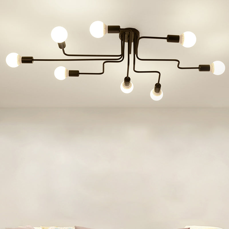 Metal Sputnik Shape Flush Mount Lights Modern Multi Lights Flush Mount Light Fixtures