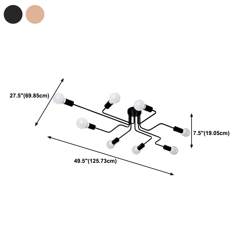Metal Sputnik Shape Flush Mount Lights Modern Multi Lights Flush Mount Light Fixtures