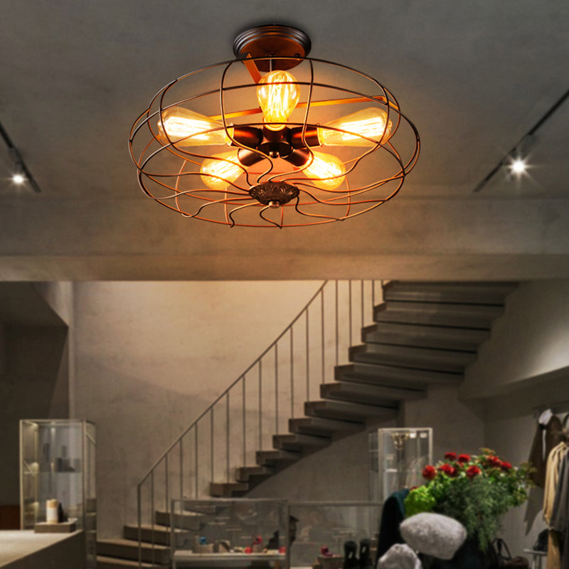 Metal Round Shape Flush Mount Lights Modern 5 Lights Flush Mount Light Fixtures
