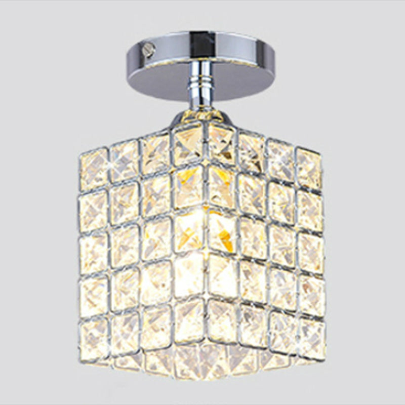Houehold Crystal Ceiling Light Simple Flush Mount Light Fixture for Bedroom