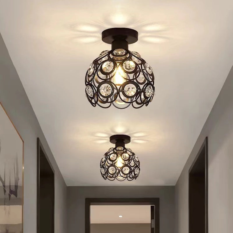 Modern Crystal Ceiling Light Minimalist Flush Mount Light Fixture for Bedroom