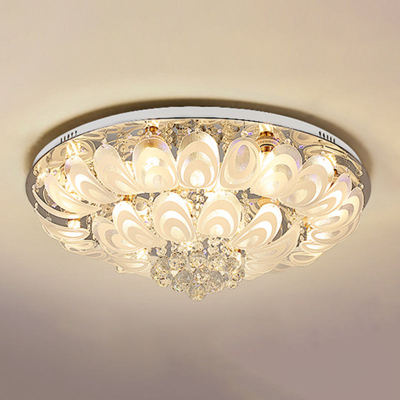 5/8/14-Light Modernism Golden Finish Flush Mount Lighting Round LED Ceiling Light