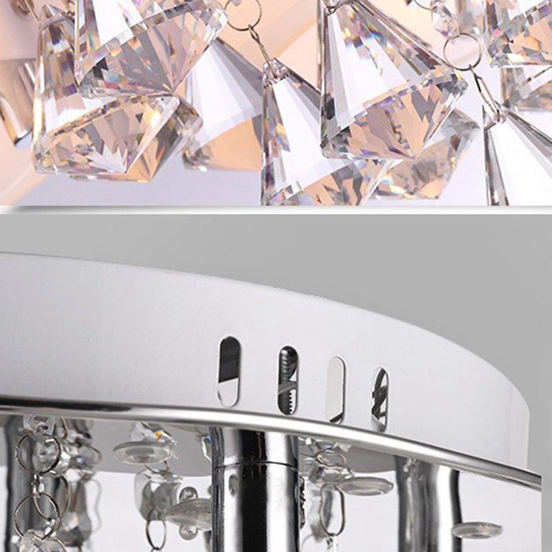 Modern 3/5/6/7/9-Light Chrome Flush Mount Lighting LED Ceiling Light with Crystal