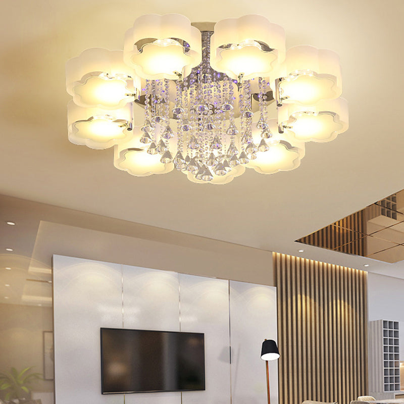 3/5/6/7/9-Light Modern Chrome Flush Mount Lighting LED Ceiling Light with Crystal