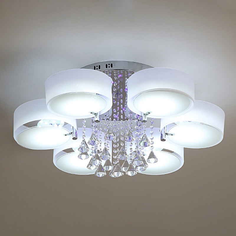 3/5/6/7/9-Light Modern Chrome Flush Mount Lighting LED Ceiling Light with Crystal