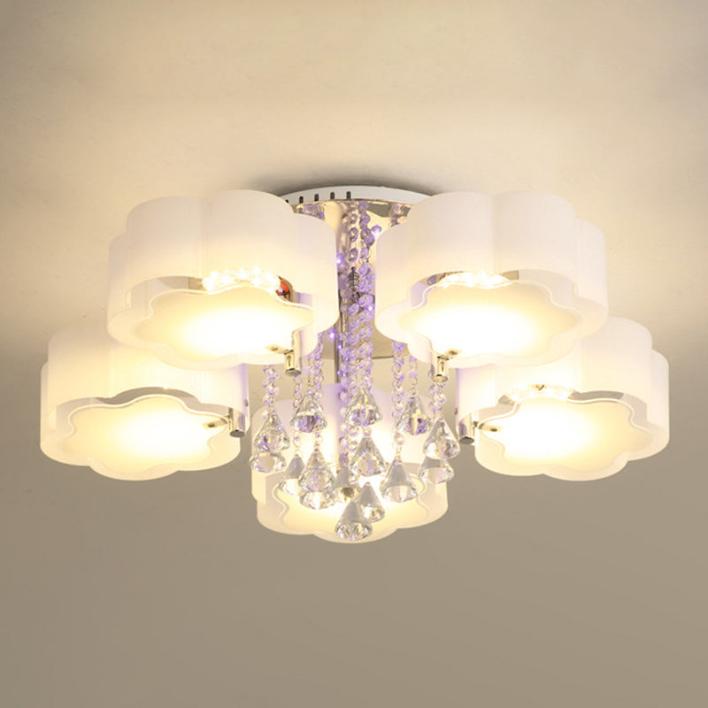 3/5/6/7/9-Light Modern Chrome Flush Mount Lighting LED Ceiling Light with Crystal