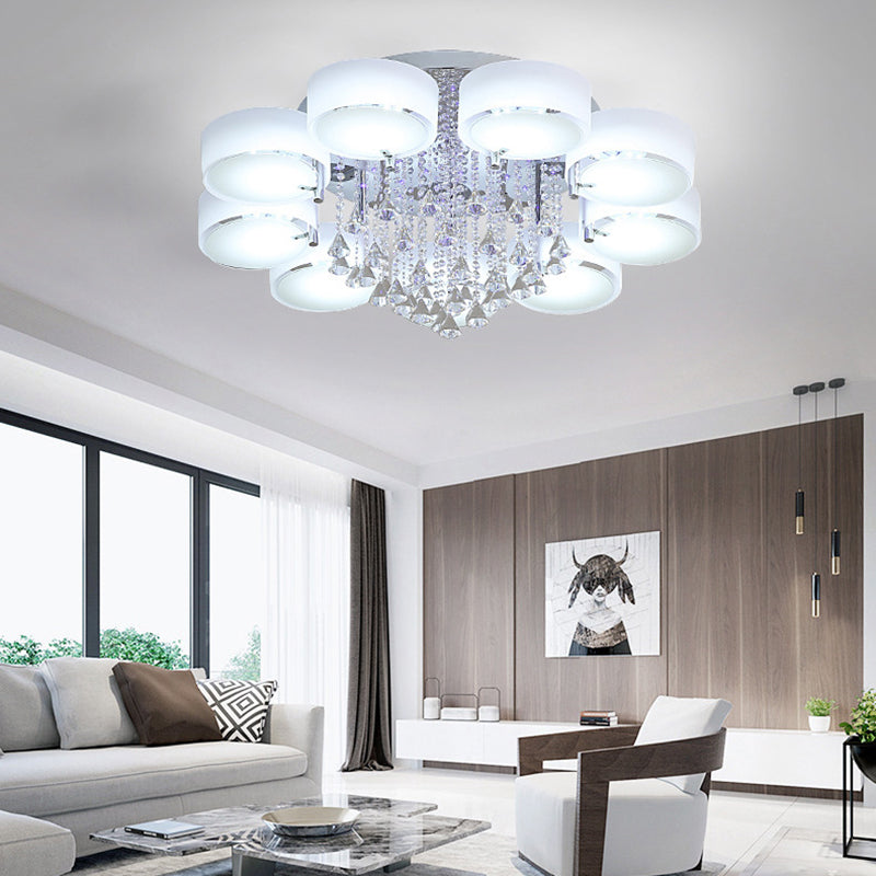 3/5/6/7/9-Light Modern Chrome Flush Mount Lighting LED Ceiling Light with Crystal