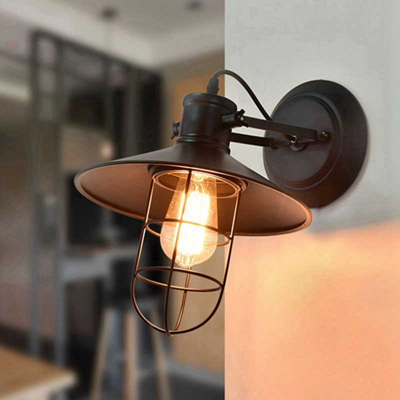 Industrial Style Wall Light Fixture Metallic Shade Light Sconce Light Fixture