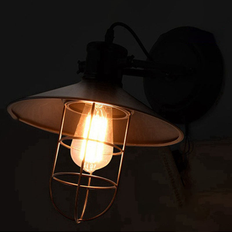 Industrial Style Wall Light Fixture Metallic Shade Light Sconce Light Fixture