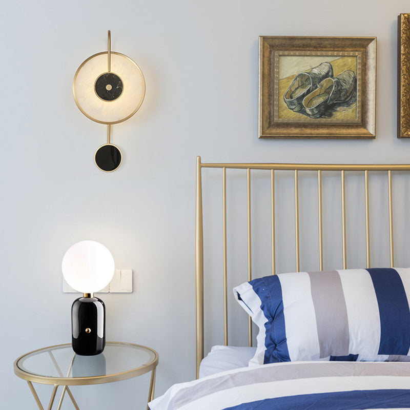 Modern Wall Lamp Household Disk Marble Shade Wall Mount Lighting for Sitting Room