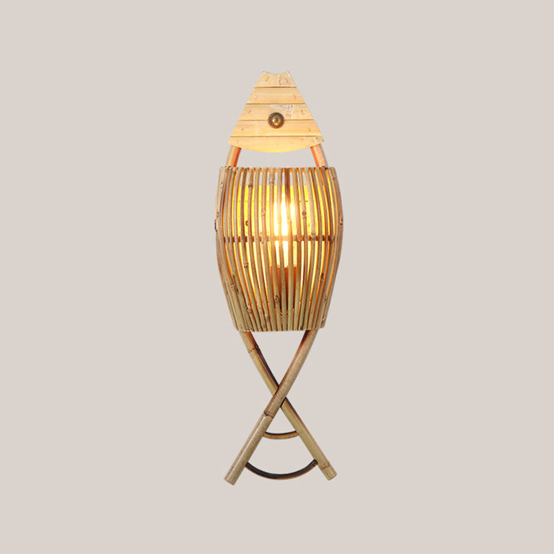 Modern Fish Shape Wall Lamp Household Bamboo Wall Mount Lighting for Sitting Room