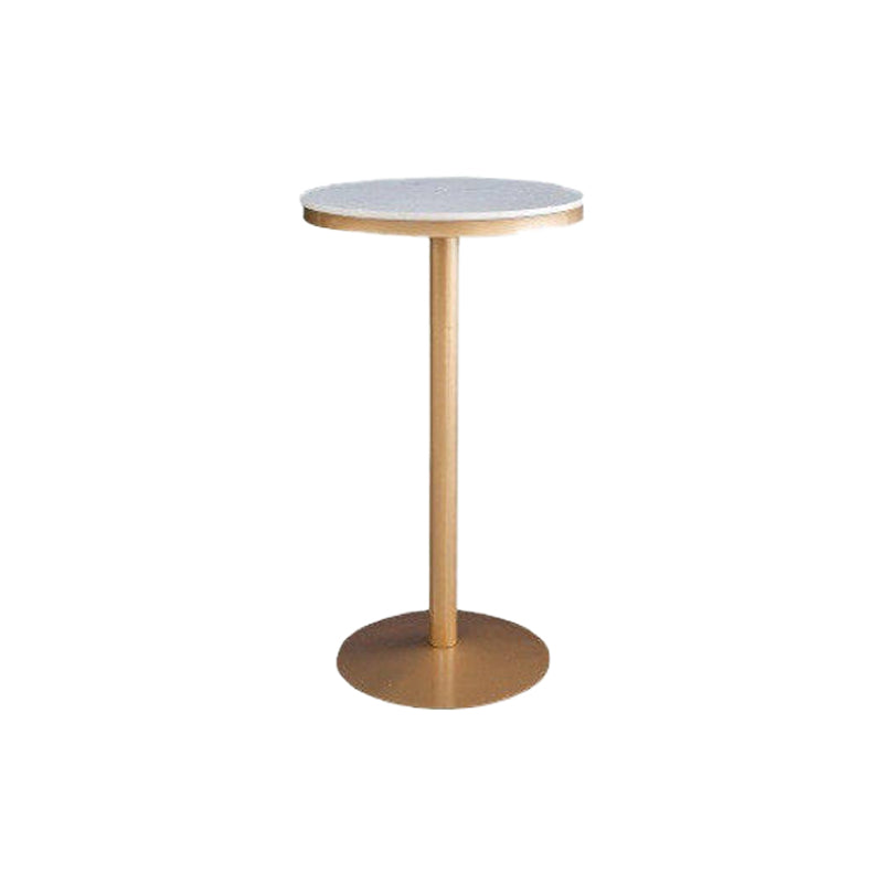Glam Style Bar Table Faux Marble Bar Dining Table with Pedestal Base