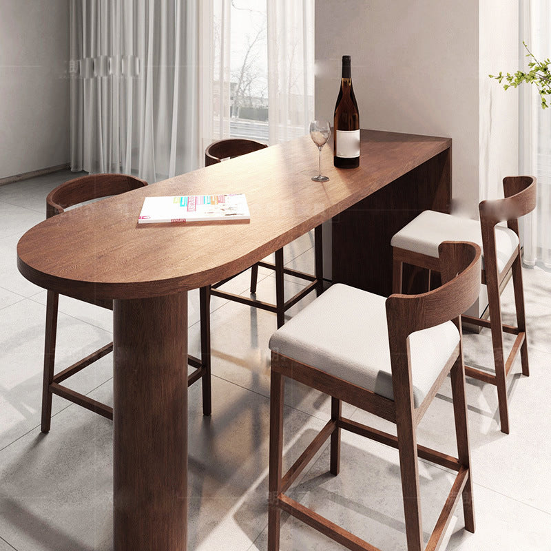 Solid Wood Bar Table Brown Dining Table for Kitchen Living Room