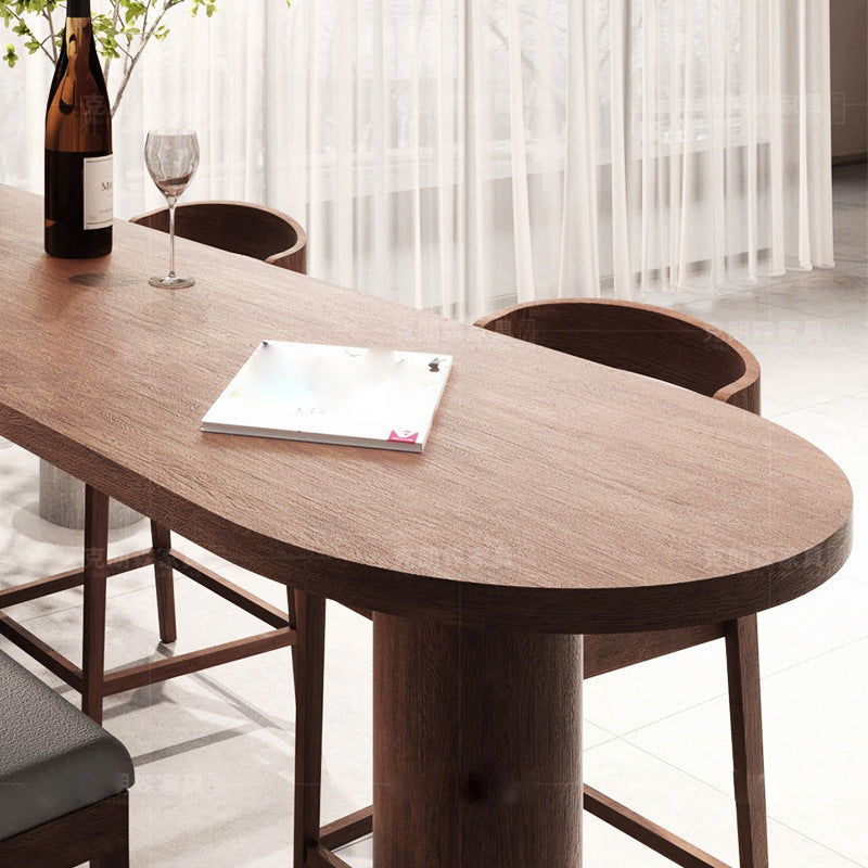 Solid Wood Bar Table Brown Dining Table for Kitchen Living Room