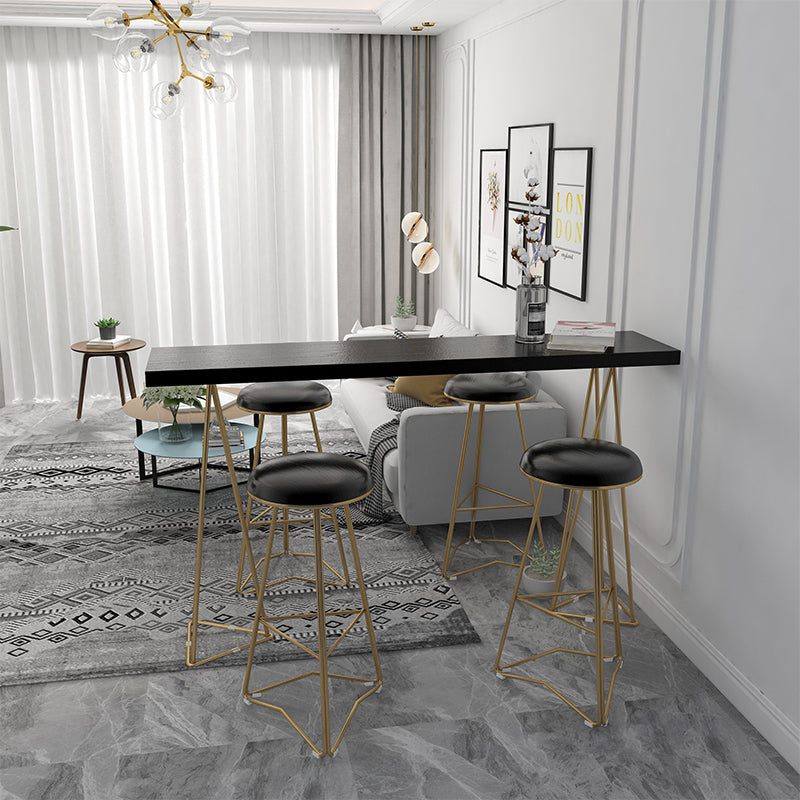 Glam Style Bar Table Rectangle Solid Wood Bar Dining Table for Living Room