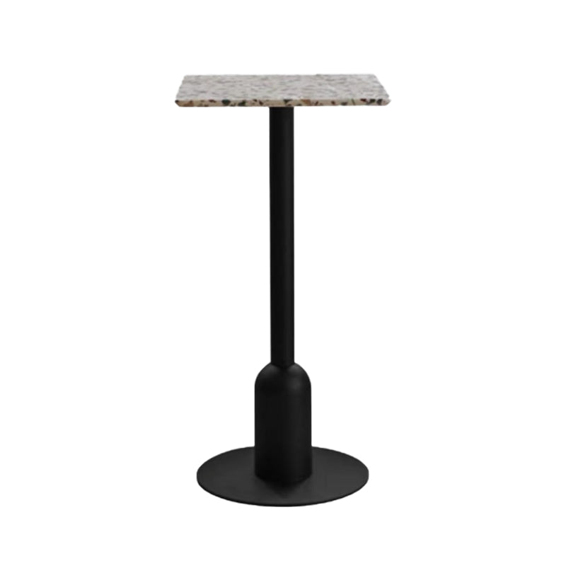 Fixed Bar Table Industrial Bistro Bar Height Cocktail Table with Metal Pedestal