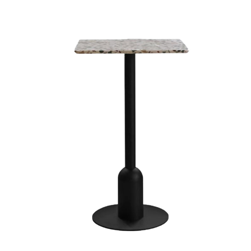 Fixed Bar Table Industrial Bistro Bar Height Cocktail Table with Metal Pedestal
