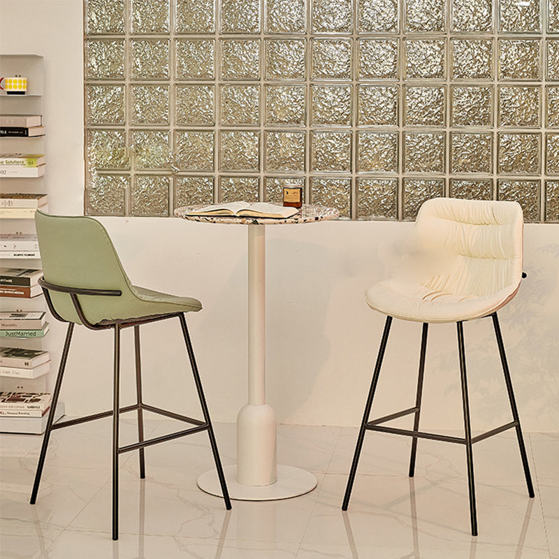 Fixed Bar Table Industrial Bistro Bar Height Cocktail Table with Metal Pedestal