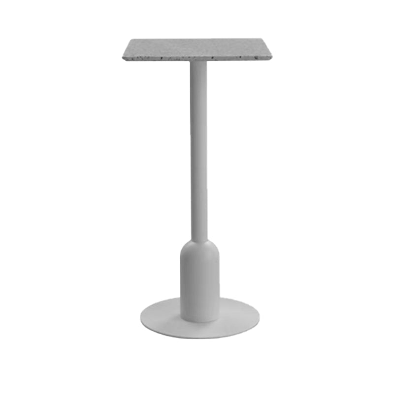 Fixed Bar Table Industrial Bistro Bar Height Cocktail Table with Metal Pedestal