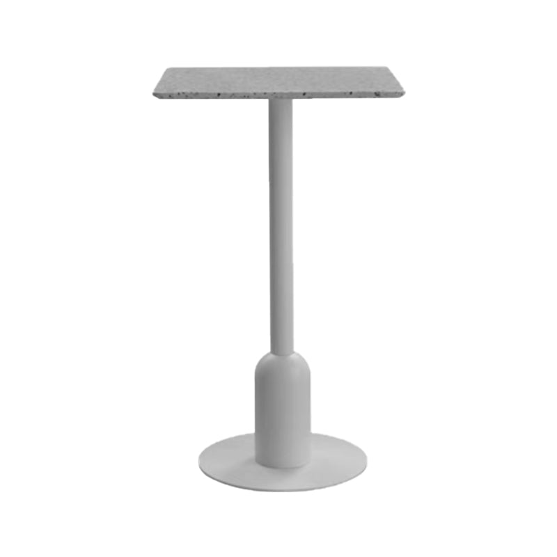 Fixed Bar Table Industrial Bistro Bar Height Cocktail Table with Metal Pedestal