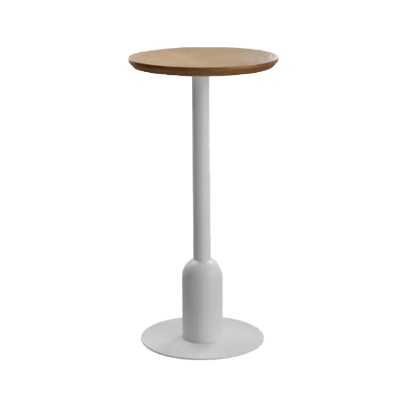 Fixed Bar Table Industrial Bistro Bar Height Cocktail Table with Metal Pedestal