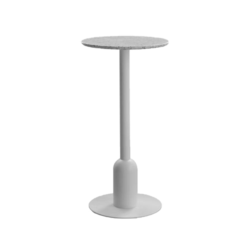 Fixed Bar Table Industrial Bistro Bar Height Cocktail Table with Metal Pedestal