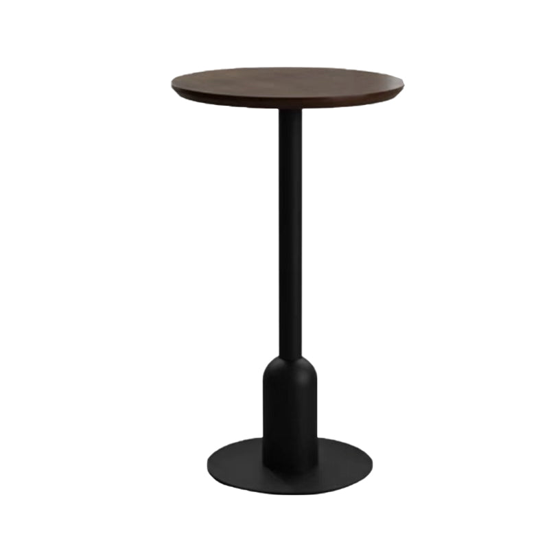 Fixed Bar Table Industrial Bistro Bar Height Cocktail Table with Metal Pedestal