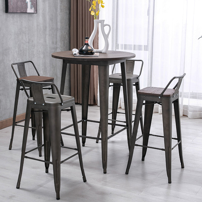 Industrial Pub Table Solid Wood Bar Height Bar Table for Cafe and Breakroom