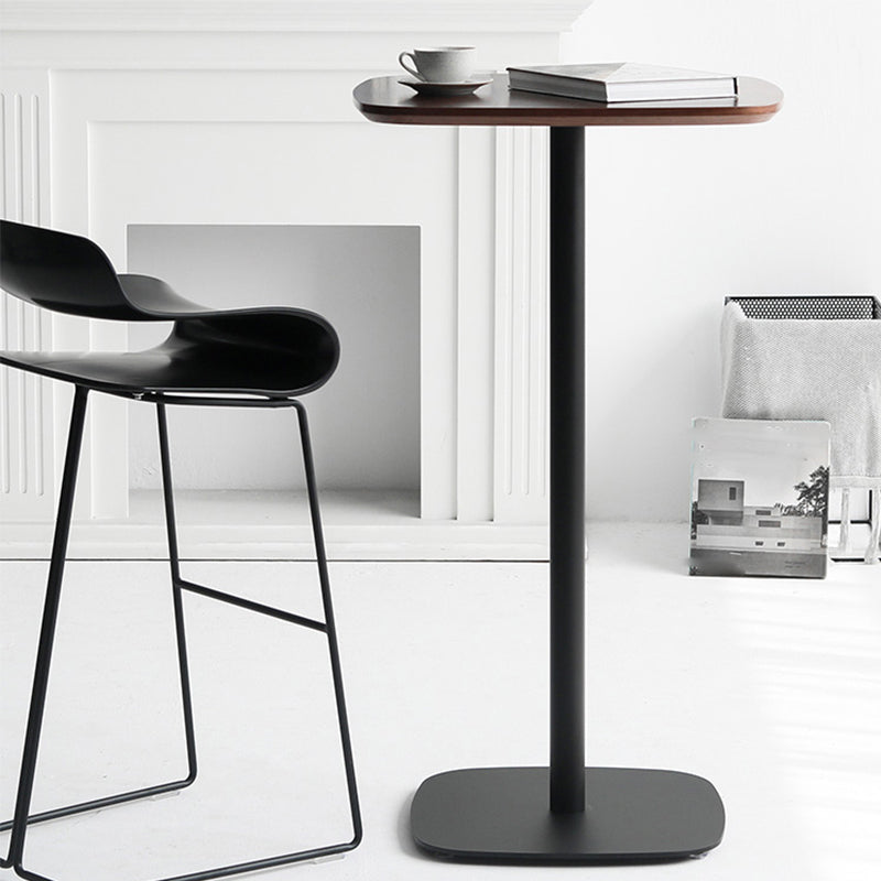 Wood Bar Dining Table Square Metal Pedestal Bar Height Pub Table