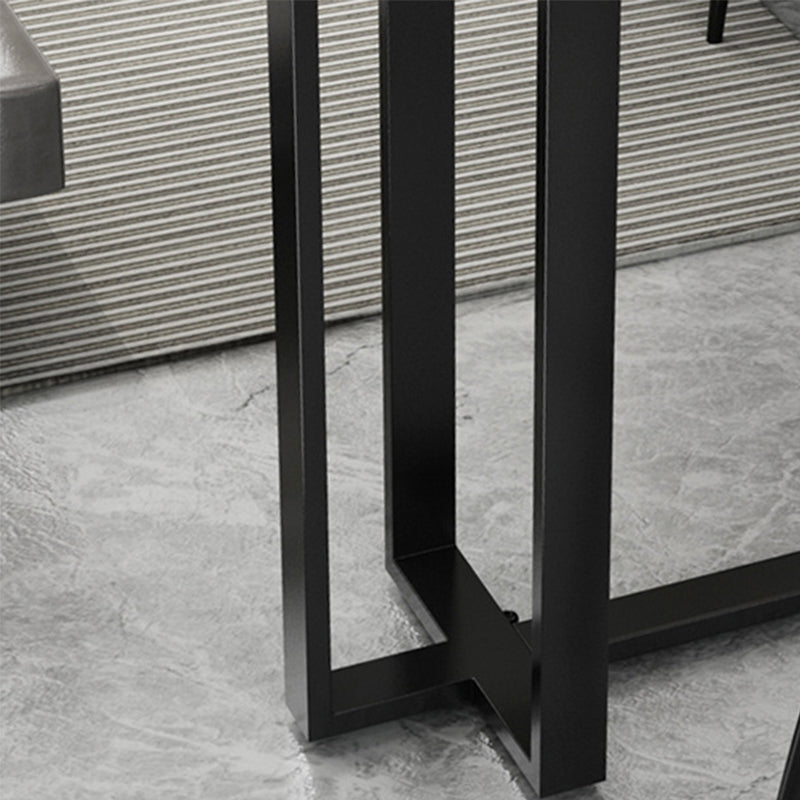 Rectangle Sintered Stone Bar Table Black and Metal Base Pub Table