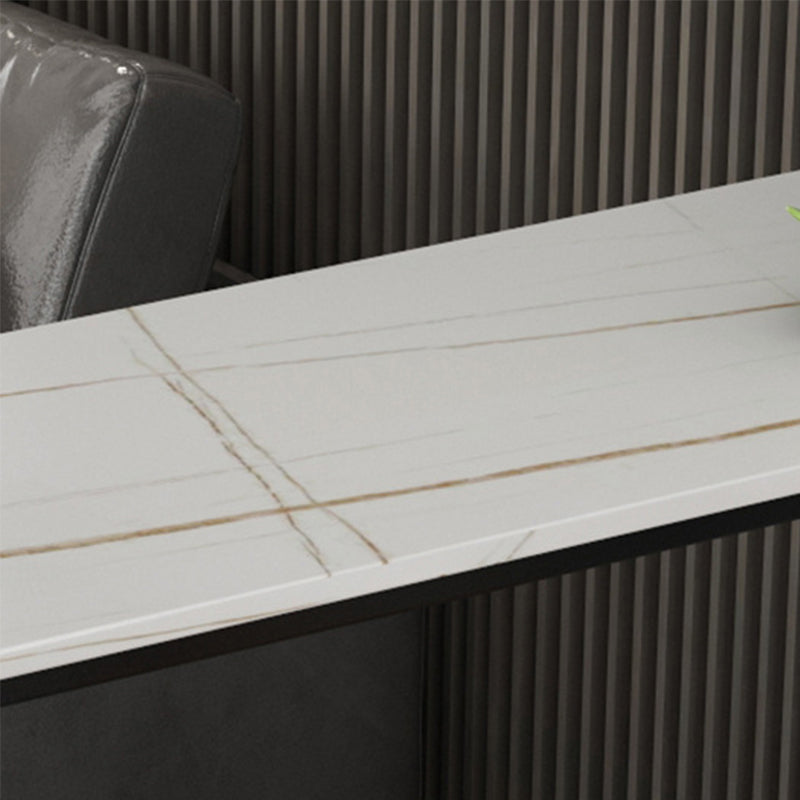 Rectangle Sintered Stone Bar Table Black and Metal Base Pub Table