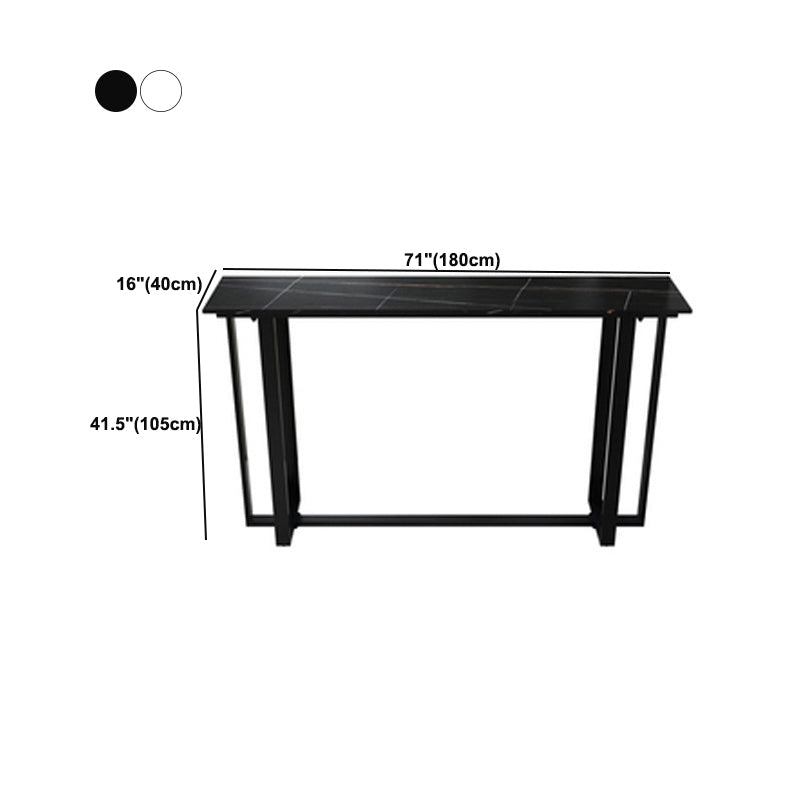 Rectangle Sintered Stone Bar Table Black and Metal Base Pub Table