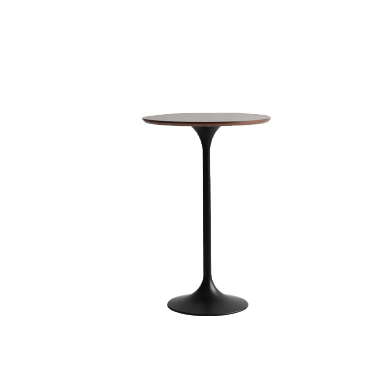 Modern Round Bar Table Fixed Bistro Bar Height Cocktail Table with Metal Pedestal Base