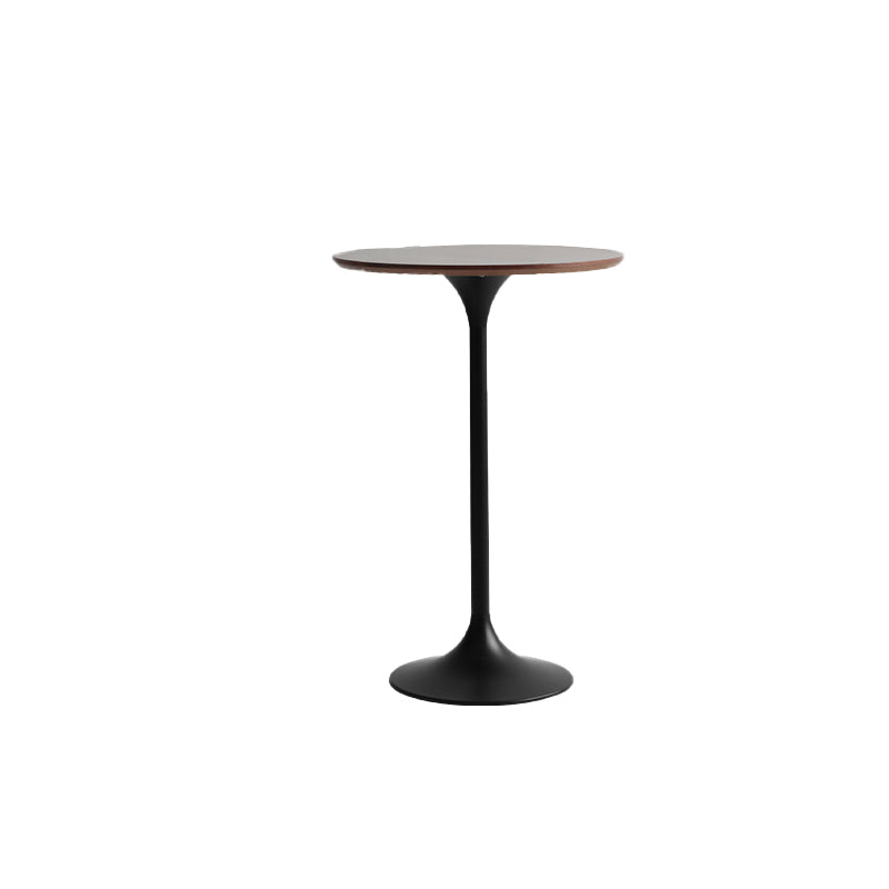 Modern Round Bar Table Fixed Bistro Bar Height Cocktail Table with Metal Pedestal Base
