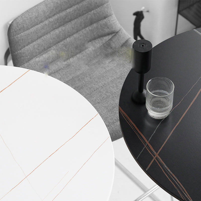 Modern Round Bar Table Fixed Bistro Bar Height Cocktail Table with Metal Pedestal Base