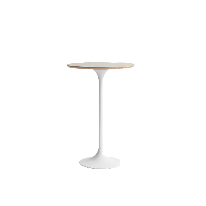 Modern Round Bar Table Fixed Bistro Bar Height Cocktail Table with Metal Pedestal Base