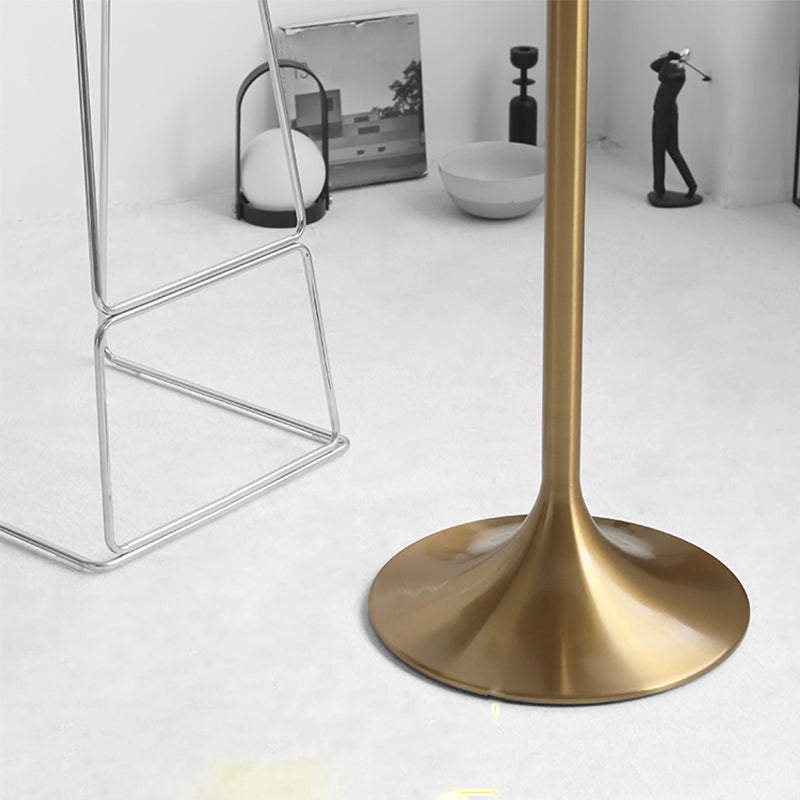 Modern Round Bar Table Fixed Bistro Bar Height Cocktail Table with Metal Pedestal Base