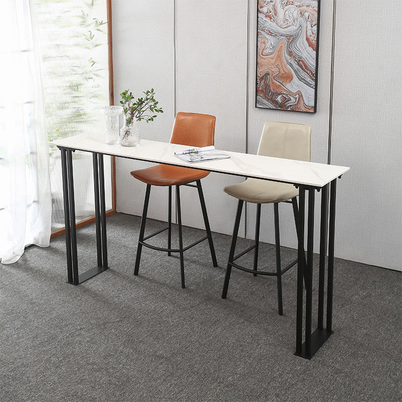 Industrial Style Rectangle Bar Table Stone Sled Base Bar Dining Table