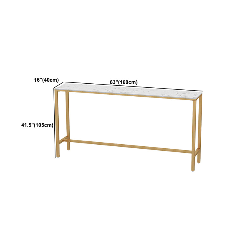 Glam Style Bar Table White Top Faux Marble Bar Dining Room Table