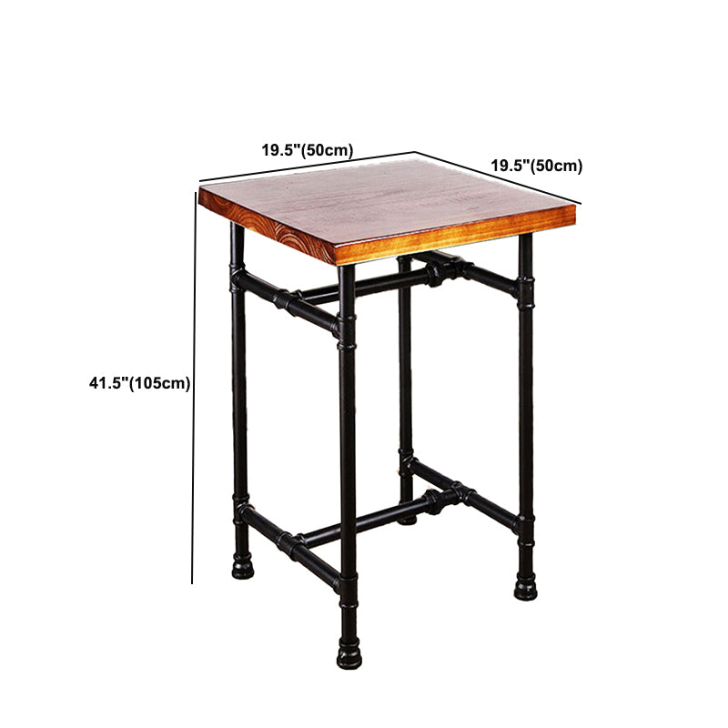 Industrial Style Bar Table Solid Wood Square Bar Dining Table with Footrest