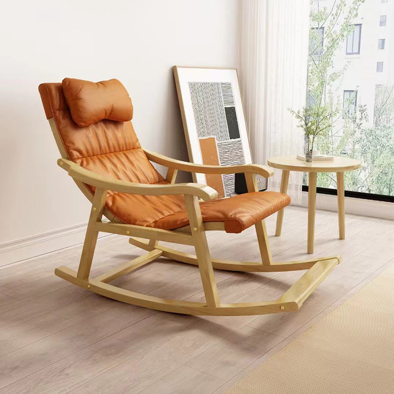 Contemporary Rocking Chair Solid Wood Rocker Chair with Padded Seat