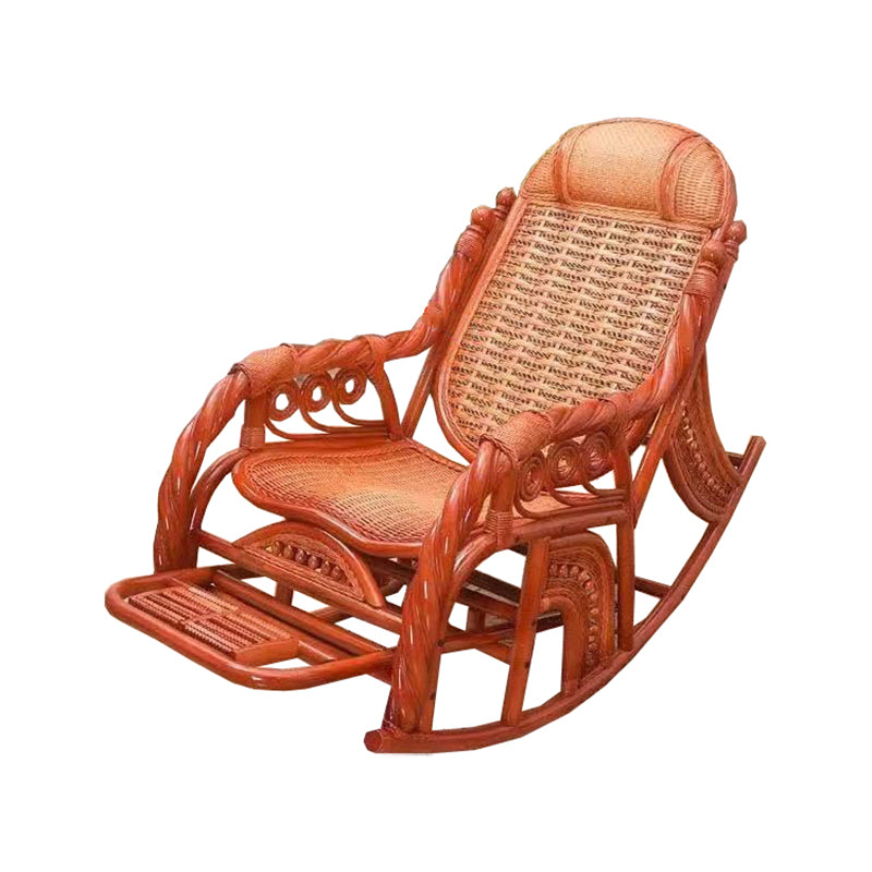 Espresso Rattan Rocking Chair Antique Reclining Rocker Chair 24.4" x 47.2" x 36.2"